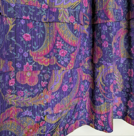 Paisley Print Vibrant Vintage Tiered Pocketed Skirt (14-20" waist) Goblincore - Picture 3 of 4
